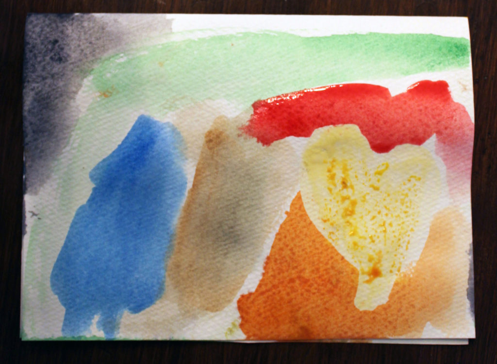 watercolor heart with mask