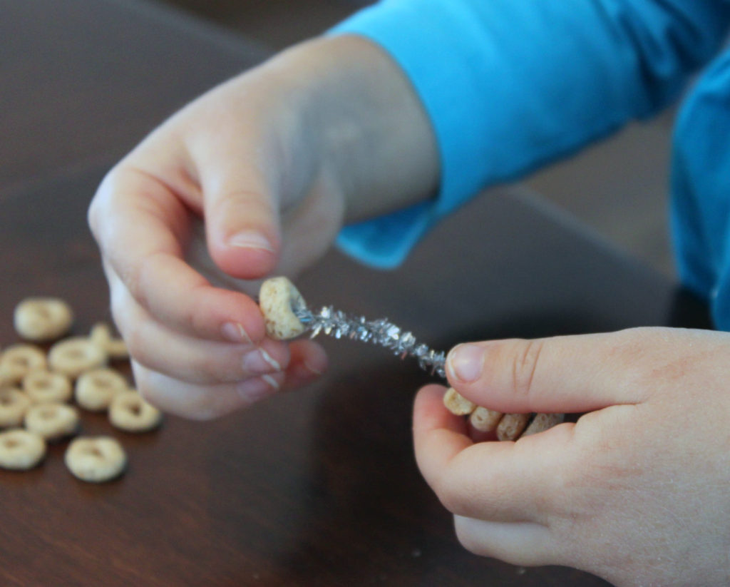 stringing cheerio hearts