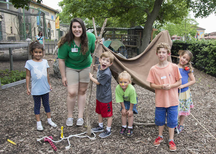 At Brookfield Zoo’s Hamill Family Play Zoo, kids can build animal homes and then pretend to be the animals.